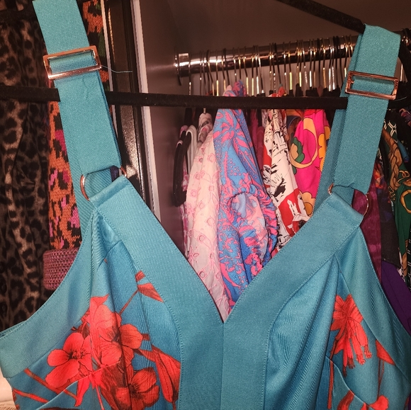 Ted Baker Turquiose and Orange Floral Cocktail Dress Size 5 - Picture 11 of 13